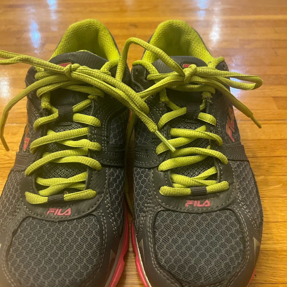 Fila Charcoal and Lime Sneakers